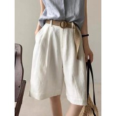 批发亚麻阔腿裤女26夏季休闲<b class='q'>高腰</b>短裤宽松五分裤垂感显瘦直筒裤