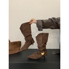 批发2025年新款百搭时尚短靴女尖头低跟<b class='q'>简约</b>气质瘦瘦短靴