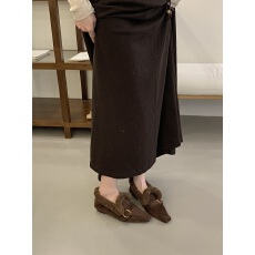 2025年新款冬季时尚气质尖头粗跟加绒保暖外穿毛毛鞋女