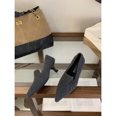 批发2025新款尖头细跟高跟保暖毛绒一脚蹬秋冬时尚百搭时尚高跟鞋