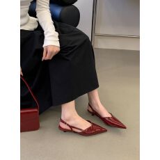 批发2026新款夏季一字扣带漆皮猫跟尖头包头半拖舒适<b class='q'>性感</b>鞋女