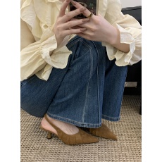 批发2026新款春夏法式尖头一字带细跟高跟后空单鞋包头时尚凉鞋女