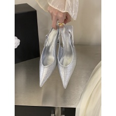 批发2026新款春夏法式尖头一字带细跟高跟后空单鞋包头时尚凉鞋女