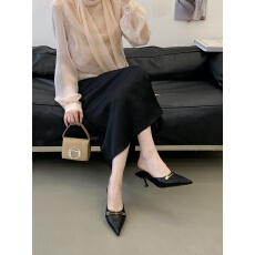 批发2026新款尖头包头拖春季包头半拖细跟高跟通勤外穿时尚包头鞋女