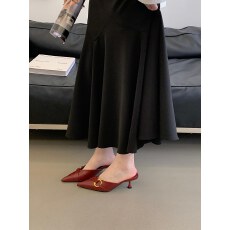 批发2026新款尖头包头拖春季包头半拖细跟高跟通勤外穿时尚包头鞋女