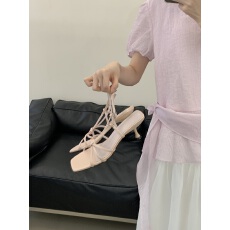 批发2026新款夏季韩式<b class='q'>简约</b>风圆头细跟中跟露趾夹脚人字拖中跟外穿鞋女