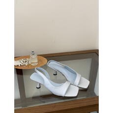 2026新款夏季韩式简约风方头细跟中跟露趾凉鞋拖中跟外穿鞋女