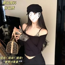 批发高级感辣妹风性感亮片内搭长袖<b class='q'>T</b><b class='q'>恤</b>女秋冬百搭打底衫修身显瘦上衣