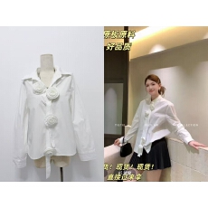 批发TIETIE 6r运补立体花朵蝴蝶结纯欲泡泡长袖衬衫上衣