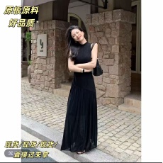 批发JIJINQI黑色INS风长裙复古小众显瘦街头风<b class='q'>连衣裙</b>