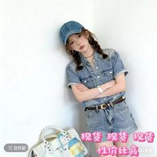 批发复古新生渐变牛仔短外套<b class='q'>短裤</b><b class='q'>套装</b>甜酷两件套，