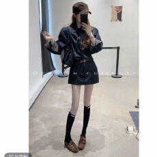批发棋盘格vintage  袖子拼格子<b class='q'>牛仔</b><b class='q'>衬衫</b>➕裙子套