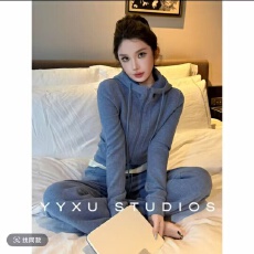 批发媛媛纵蓝时刻气质休闲显瘦修身时尚套装上衣+裤子