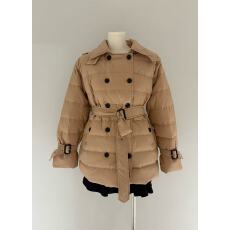 批发日落桑榆  经典卡其色拼色格子羽绒服