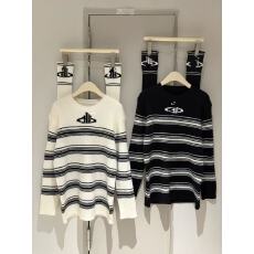 批发【送<b class='q'>袜套</b>】土星刺绣条纹撞色针织毛衣女 慵懒风宽松百搭圆领上衣