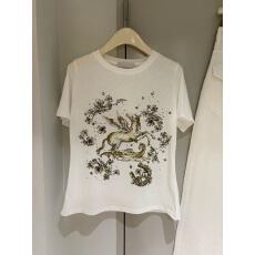 批发马年限定26ss小马印花短袖t恤女小香风高级感慵懒气质百搭上衣