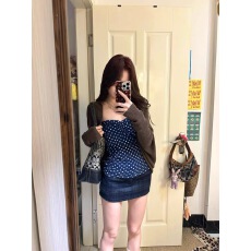 批发韩式搭配一整套冬装新款<b class='q'>时尚</b>圆点抹胸内搭长袖针织开衫短裙套装女