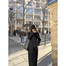 批发复古老钱风气质收腰西装外套女秋<b class='q'>冬</b>新款休闲直筒显瘦半身裙两件套