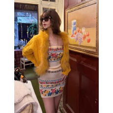 批发韩系黄色毛领蝙蝠袖毛衣外套女秋冬季加厚慵懒风<b class='q'>宽松</b>针织开衫上衣