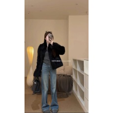 批发套装女2026新款洋气减龄毛毛短款环保皮草外套高腰显瘦直筒牛仔裤