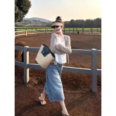 批发夏季搭配一整套<b class='q'>大码</b>胖mm针织开衫吊带背心牛仔裤独特好看三件套装