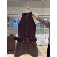 批发纯色无袖圆领背心连衣裙女<b class='q'>新款</b>拼接a字裙辣妹风显瘦拉链短裙A字裙
