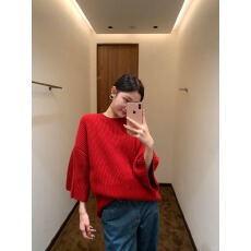 批发韩系秋冬温柔风针织时尚气质休闲<b class='q'>中袖</b><b class='q'>上衣</b>高腰宽松显瘦阔腿裤套装