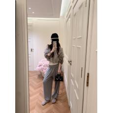 批发韩系秋冬新款时尚修身显瘦百搭松弛慵懒风<b class='q'>针织</b>上衣宽松直筒裤子女