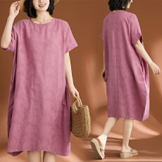 批发实拍 2026 大码<b class='q'>女</b>装 胖MM100棉提花休闲韩式洋气文艺<b class='q'>连衣裙</b>