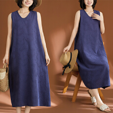 批发实拍 2026 大码女装 胖M 全棉提花<b class='q'>复古</b> 韩式休闲 背心连衣裙