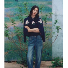 批发【刘雯同款】花朵装饰针织开衫25年早秋新品纯羊绒立体钩花