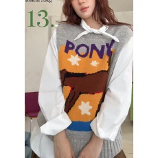 批发趣味小马<b class='q'>图案</b>复古嵌花针织<b class='q'>背心</b>2025早秋新款设计感无袖马甲