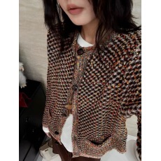 批发重工定制彩点豆豆混纱<b class='q'>真皮</b>手工扣毛衣开衫