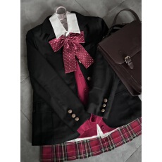 批发实拍 jk正版西装秋冬学院风班服黑色三粒扣西服格裙套装女收腰