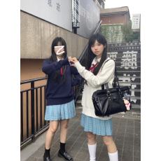 批发秋<b class='q'>冬</b>新款日系学院风毛衣叠穿长袖格裙jk制服套装百搭基础款校供感