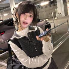 批发拉克莉原创秋冬背心套装衬衫韩系波点女修身显瘦格雷系