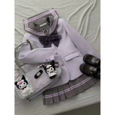 批发紫色 JK制服女学院风西装三粒扣西服外套
