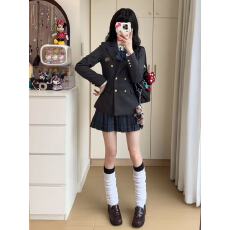 批发原创jk制服套装小个子西装<b class='q'>外套</b>收腰西服<b class='q'>女</b>大衣制服衬衣格裙
