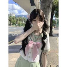 批发【小荷】原创水手服上衣女学院风日系甜美<b class='q'>短袖</b>短裙制服正版JK套装
