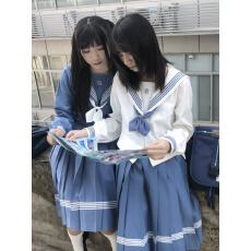 批发水聆音JK水手制服女套装学院风<b class='q'>春</b>夏季长袖衬衫水手服上衣中裙套装