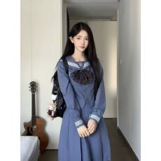 批发水玉/熊本蓝原创正版日系JK<b class='q'>制服</b>春新品昭和感校供收腰显瘦水手服