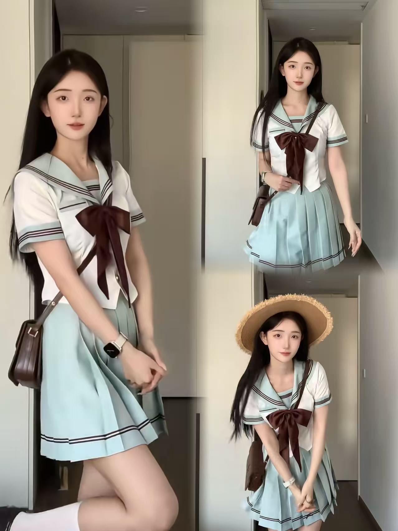 작은 라스베리 jk 허리 수축 세일러복 세트 긴팔 봄 가을 학원 스타일 학교 공급 시스템 서비스 플리츠 스커트