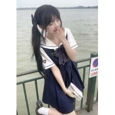 批发冰淇淋与鲸【小萌】原创JK制服刺绣护奶裙学院风衬衫背心裙套装女