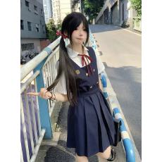 批发背心裙衬衫两件套女学院风护奶裙套装班服表演毕业服演唱胖大码