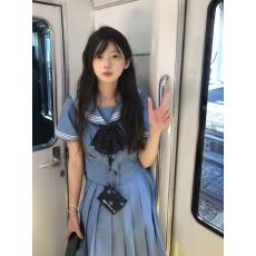 批发盐渍昭和椿蝶系列全水色水手服水手服套装短袖JK套装