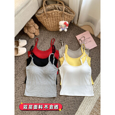 批发【人棉带胸垫】纯色时尚<b class='q'>百搭</b>吊带背心女装修身<b class='q'>百搭</b>夏季辣妹小背心