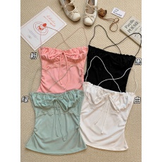 批发洋气吊带<b class='q'>背心</b><b class='q'>夏</b>季外穿纯欲风性感辣妹修身显瘦短款上衣挂脖式