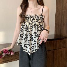 批发碎花初恋小吊带上衣无袖背心女夏季外穿别致甜美辣妹ins风