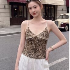 批发豹纹花纹吊带背心女<b class='q'>夏</b>季新款设计感小众显瘦上衣