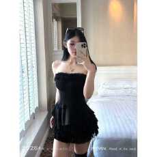 批发纯欲风辣妹网纱拼接蝴蝶结吊带背心女夏季新款设计感修身抹胸上衣